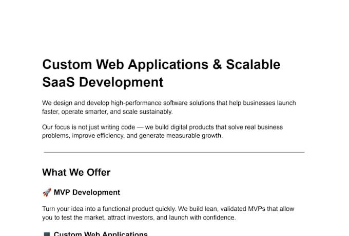 develop a custom web application or saas for your business